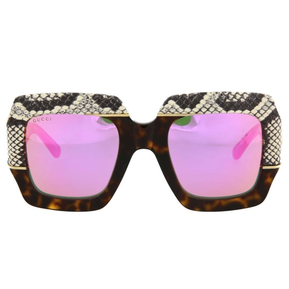 Gucci Havana Sunglasses with pink mirror lens NWT - Picture 3 of 13